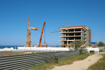 Image showing Construction on the beach.