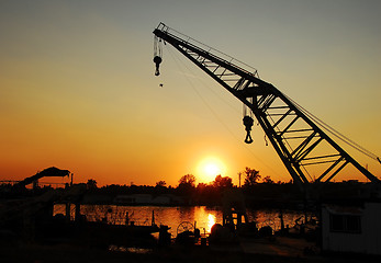 Image showing Sunset over Sava river