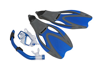 Image showing Flippers and snorkel to the mask.