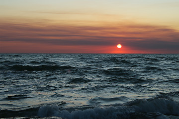 Image showing Sunset at Sea.