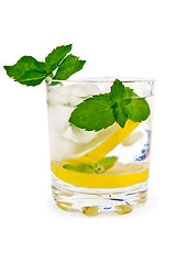 Image showing Ice water, lemon and mint