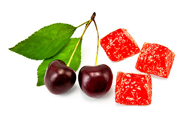 Image showing Jelly red with cherry