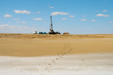 Image showing Drilling in the desert.