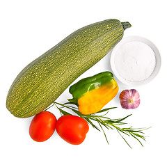 Image showing Zucchini with vegetables and salt