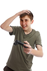 Image showing Happy boy with game controller