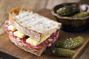 Image showing Salami sandwich