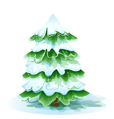 Image showing Christmas tree covered with deep snow