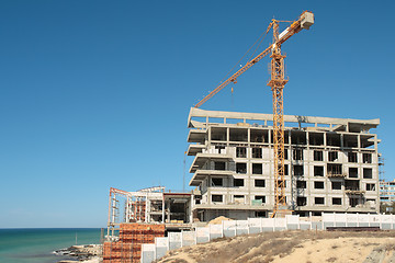 Image showing Construction on the beach.