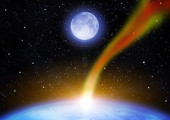 Image showing Asteroid and Earth