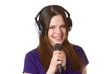 Image showing Beautiful woman with microphone
