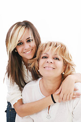 Image showing Latin mother and daughter isolated on a white background 