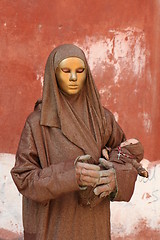 Image showing venetian woman with mask and baby