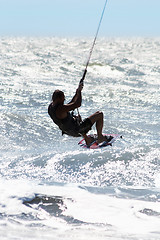 Image showing Silhouette of kite surfer