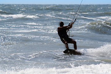 Image showing Kite surfer silhouette