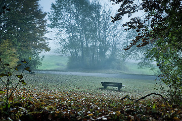 Image showing bench in mist