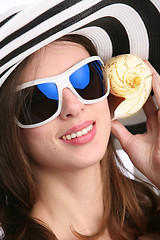 Image showing beautiful girl with seashell