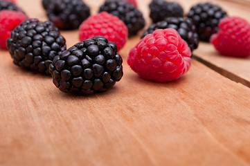 Image showing Raspberries and Blackberries