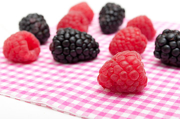 Image showing Raspberries and Blackberries