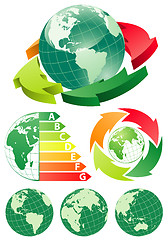 Image showing Earth with energy efficiency arrow