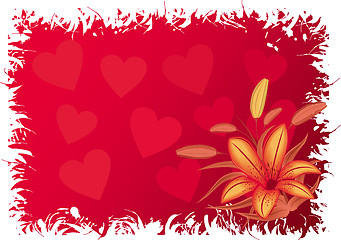 Image showing Valentines grunge background with hearts, vector