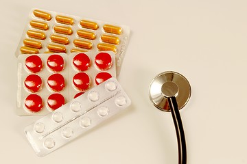 Image showing Pills and Stethoscope