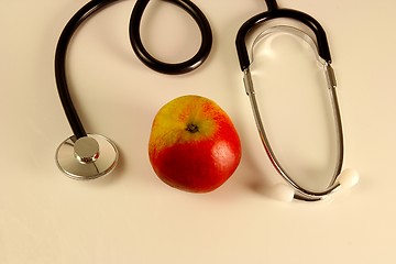 Image showing Stethoscope with apple 