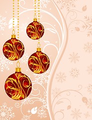 Image showing Christmas floral background with set balls