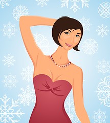 Image showing sexy lady on winter background