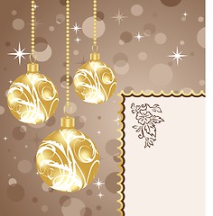 Image showing Christmas balls with card