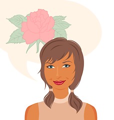 Image showing attractive girl dreams of roses