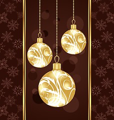 Image showing cute Christmas card with gold balls