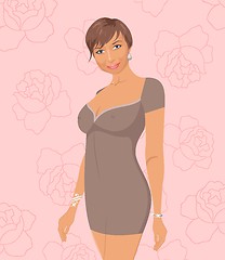 Image showing pretty girl on rose background