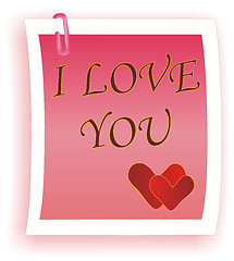 Image showing I Love You note