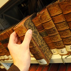 Image showing old books in a library