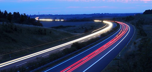 Image showing night traffic on highway