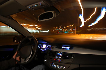 Image showing car in motion at night