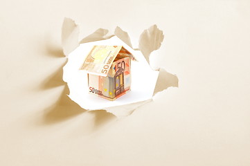 Image showing euro money house and paper hole