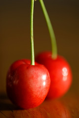 Image showing Two red cherries.