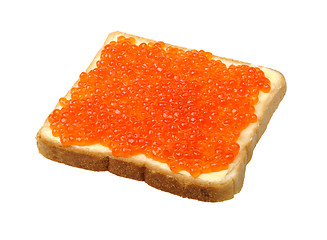 Image showing large sandwich with butter and fish caviar