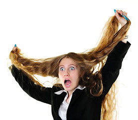 Image showing Businesswoman tearing her hair