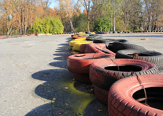 Image showing Red and yellow tyres