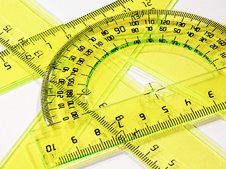 Image showing set of measurement instrument- protractor, ruler