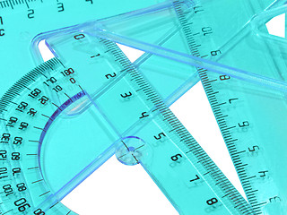 Image showing set of measurement instrument- protractor, ruler