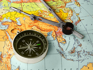 Image showing compass and map