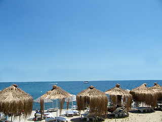 Image showing umbrella, beach chair