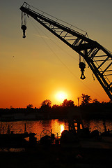 Image showing Sunset over Sava river