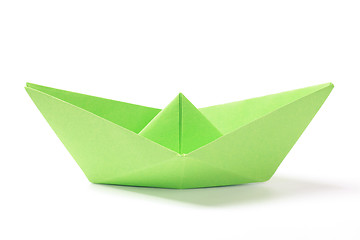 Image showing Green paper boat