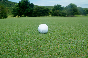 Image showing Golf ball on green