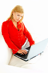 Image showing Women with laptop on couch