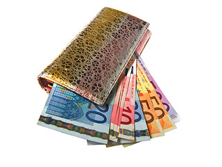 Image showing purse  wallet with currency euro